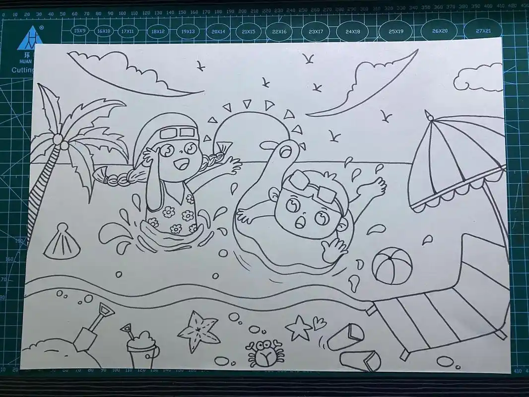 夏天儿童主题画   适用主题 《清爽一夏》《夏天主题画》《沙滩》