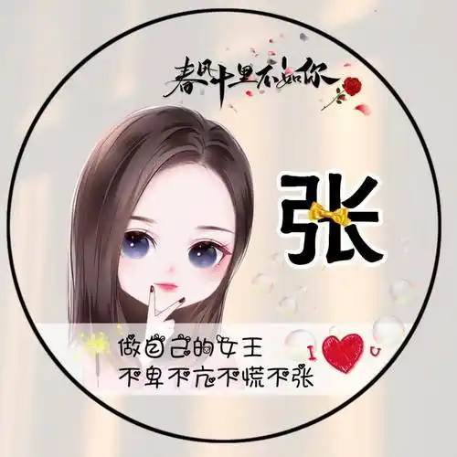 姓氏头像 做自己的女王 一组女生卡通姓氏头像_程序_按要求_模板