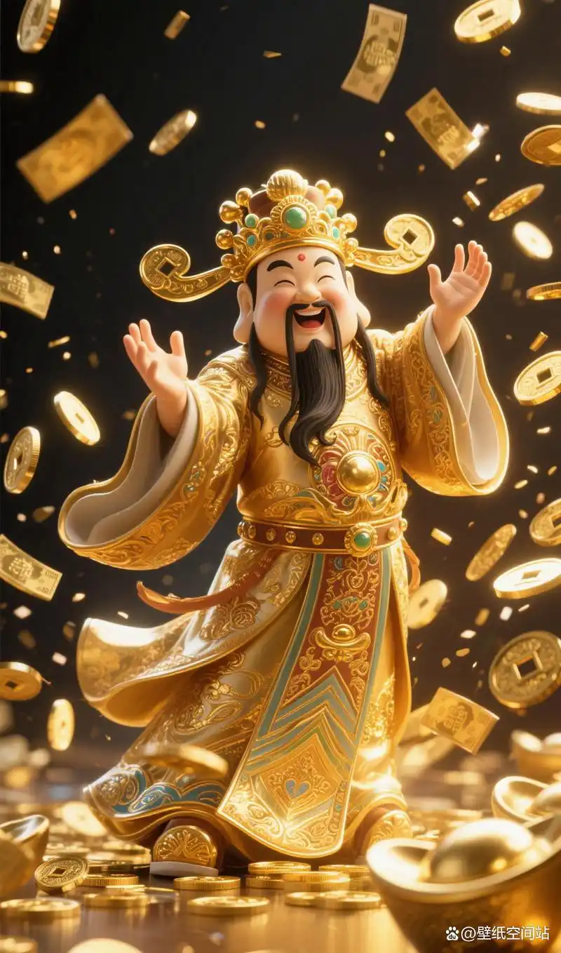 财神爷壁纸粒子金光财神降福