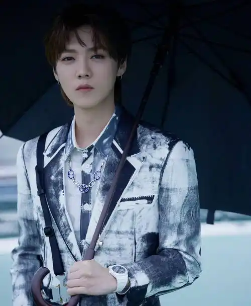 鹿晗gucci品牌发布会造型,银发配黑色西装红色领结,超帅超贵气_感觉