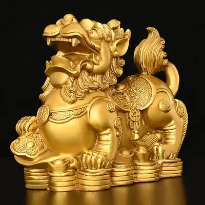 纯铜貔貅公母客厅玄关办公室装饰店铺开业大号财源皮丘摆件