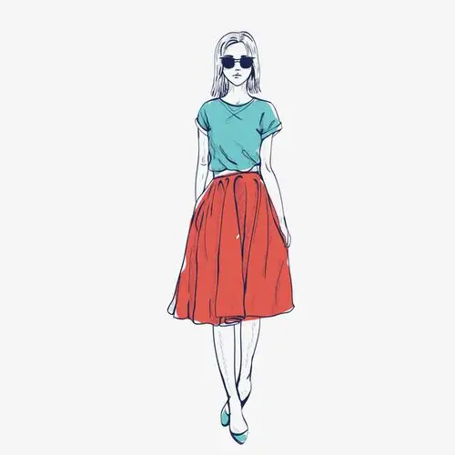 矢量卡通彩绘时尚短裙美女人物