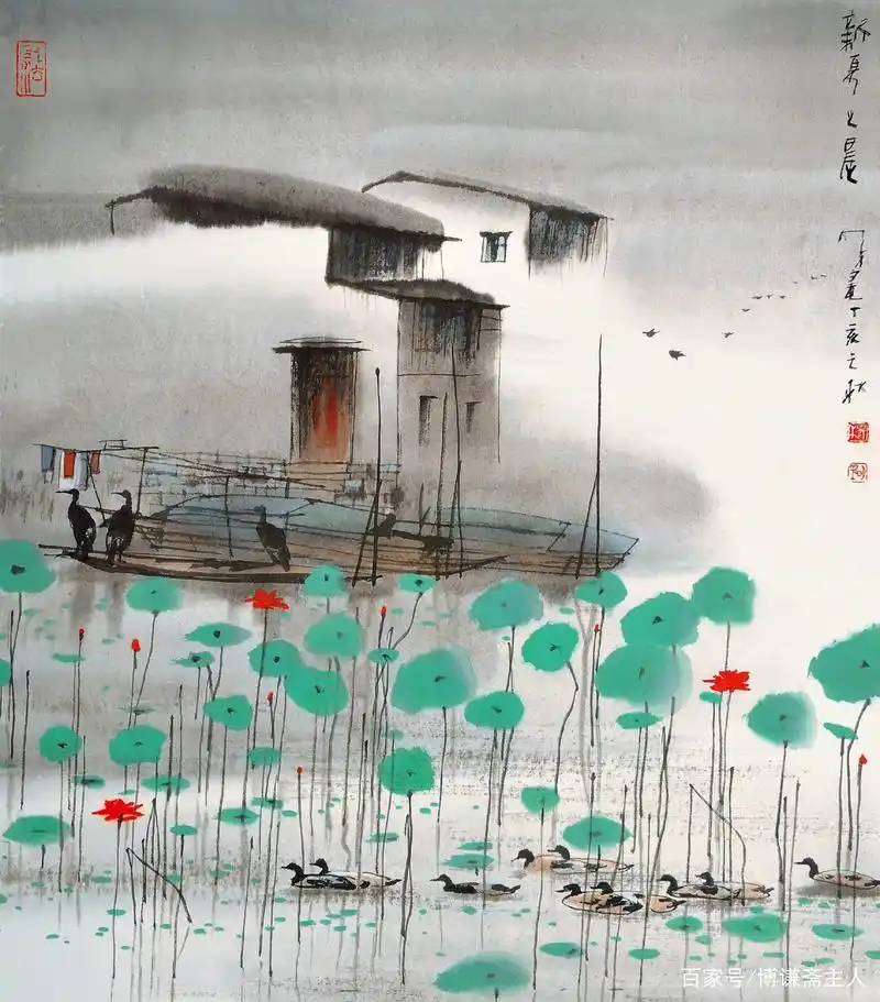 江南春色无限好——一组唯美的水墨江南春景雪景国画作品