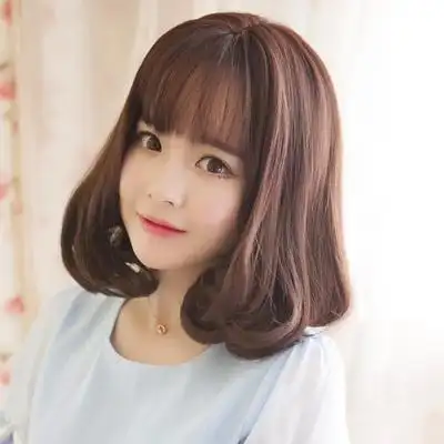 假发梨花头短卷发空气齐刘海图片