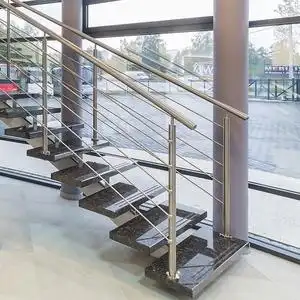 室内外楼梯扶手自装304不锈钢家用拉丝立柱栏杆阳台别墅玻璃护栏