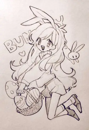 铅笔手绘,可爱的动漫美少女线稿