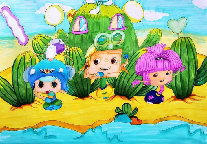 儿童水彩画图片大全昆塔房子