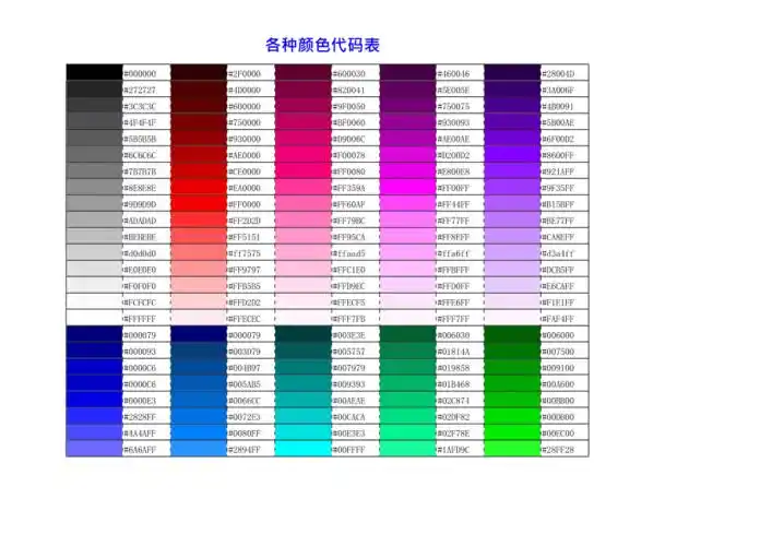 完整rgb颜色对照大全图片直观显示推荐文档
