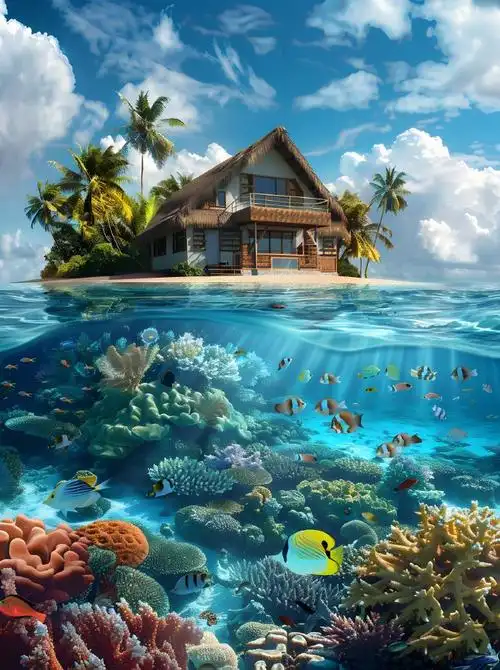 分享一组治愈系海底世界:五彩斑斓的鱼儿在水底游着