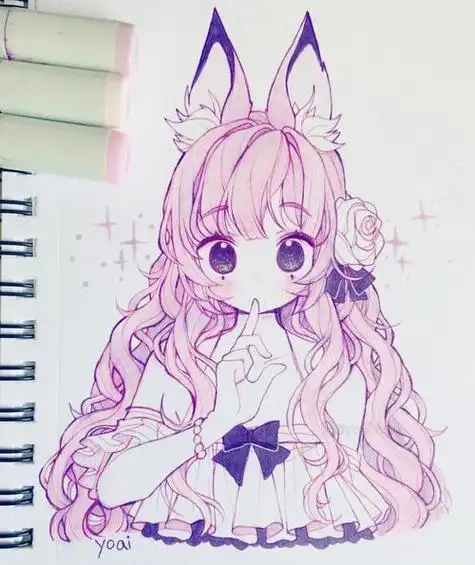 正版 花与萌娘 动漫线稿手绘涂色集动漫卡通人物绘画技法漫画彩铅画