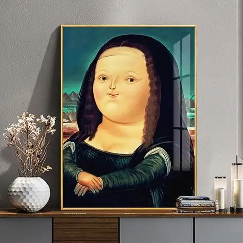 第一眼看到q版蒙娜丽莎是什么感受#晶瓷画  #装饰画  #玄关画