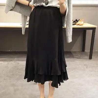 裙子下摆双层半身