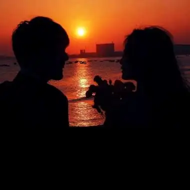 情头真人好看日落高清唯美的夕阳情侣头像真人图片