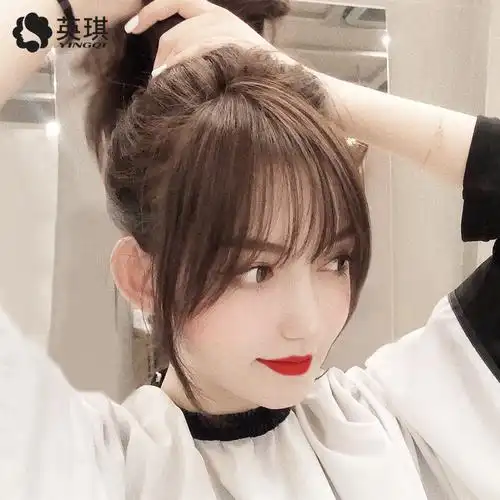 刘海法式空气假发女网网红3d真发自然八字刘海片