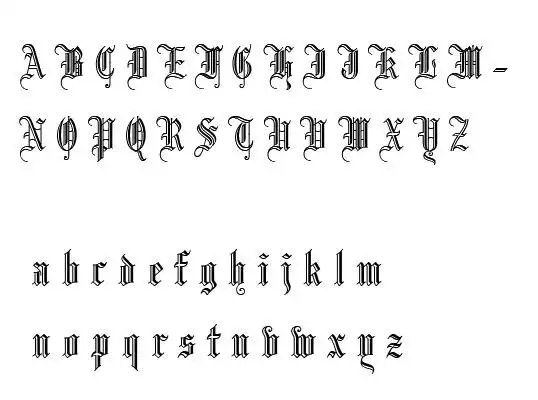 求哥特字体的英文26个字母 大小写