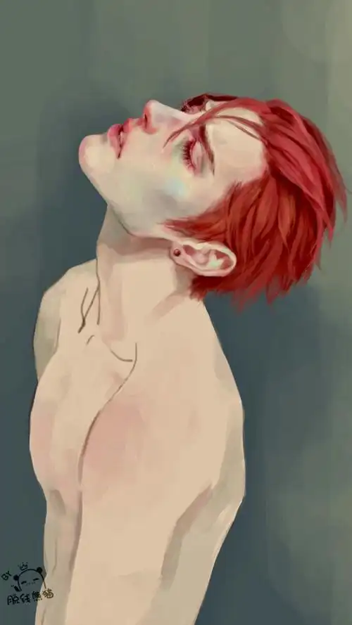 红发男iphone6iphone7壁纸平铺手绘高清