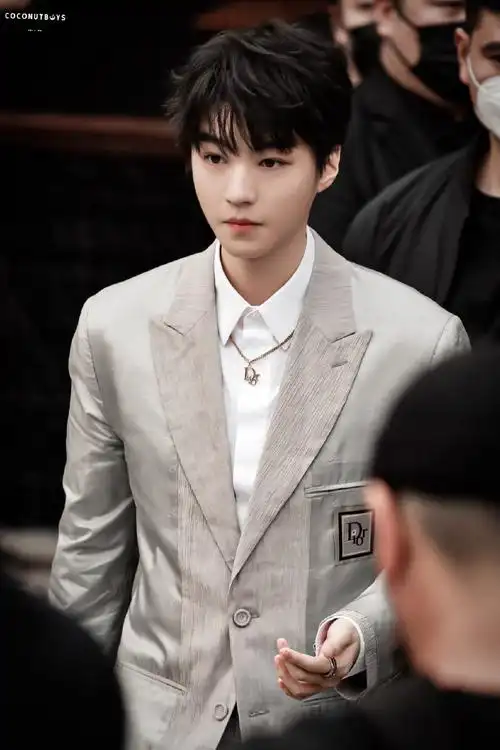 王俊凯灰色西装造型