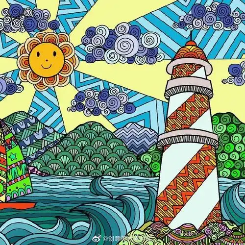 绘画素材 | 色彩线描装饰画,一起感受线条的魅力吧!