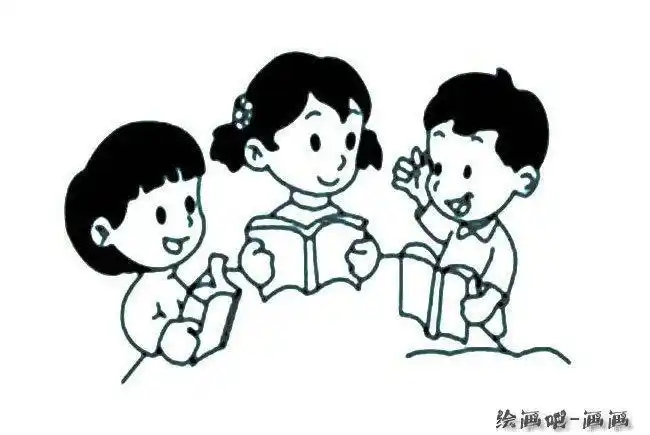 小学生上课活动简笔画安静听课简笔画 第1页