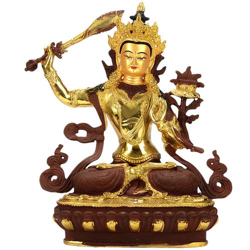 菩萨藏村文殊佛像摆件10寸藏传佛教密宗供奉纯铜摆件