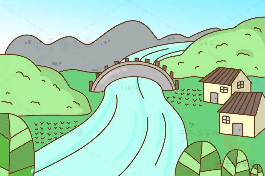 幼儿简笔画房子山水_自然简笔画