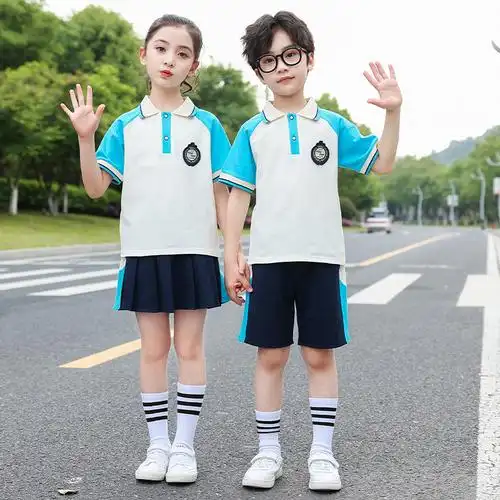 一年级小学生儿童学院风校服夏季短袖套装幼儿园园服毕业照演出装