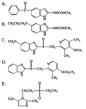 【单选题】 阿苯达唑的化学结构式是().