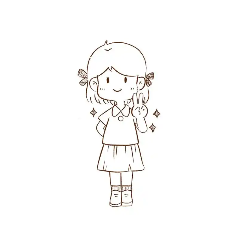 简笔画|q版人物全身练习可爱小女孩造型 - 今天也是临摹麦老师的图
