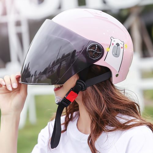 电动车头盔女士款夏季防晒安全帽电瓶车四季骑行盔防紫外线半盔男_十