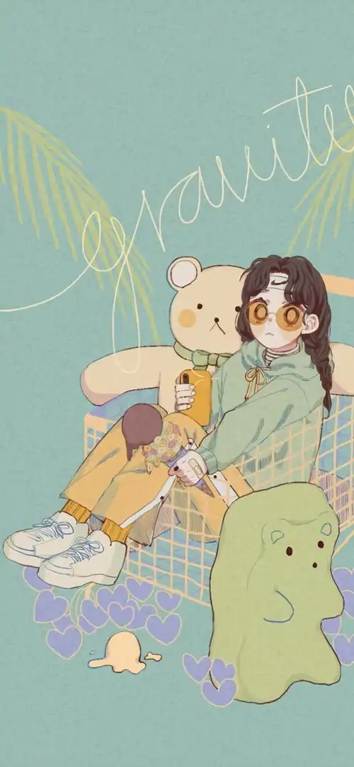 爱女孩插画少女心手机壁纸