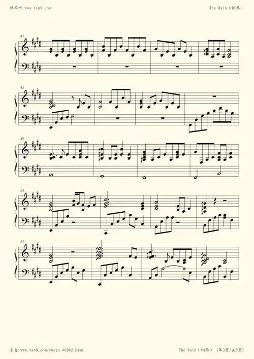 the rain(钢琴)-久石让小提琴谱