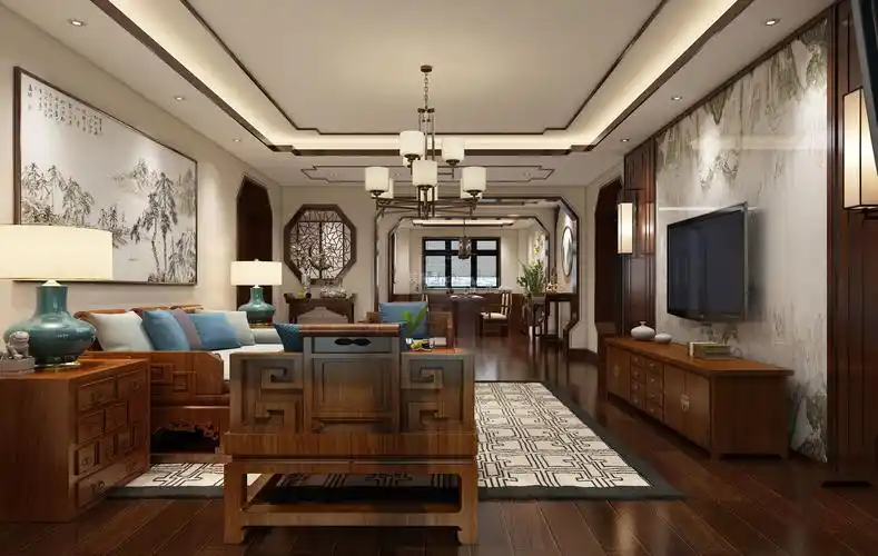 秦皇岛青竹雅苑中式风格120平米装修效果图案例