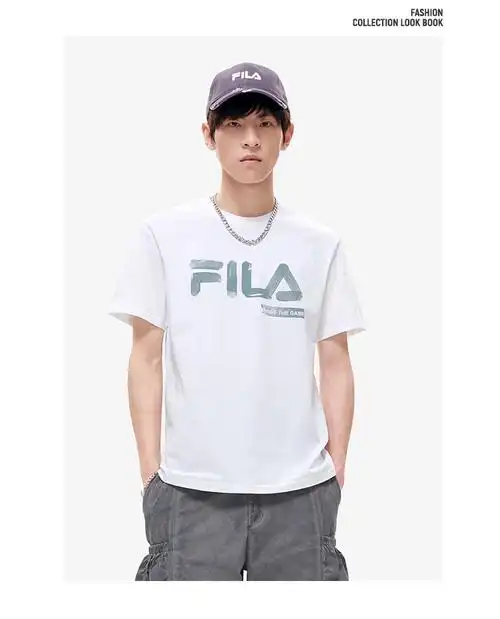 fila fusion斐乐潮牌男子短袖t恤2022秋新款时尚简约百搭圆领上衣