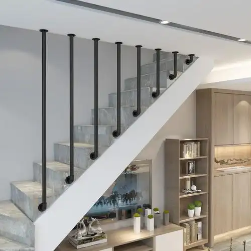 简约现代侧装楼梯扶手室内北欧防护栏家用复式栏杆旋转阁楼围栏