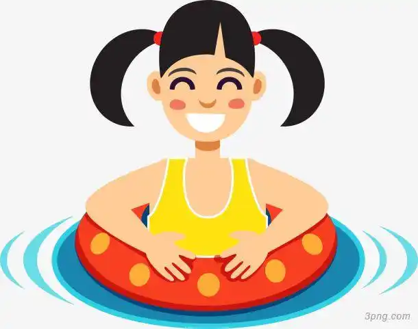 儿童节游泳的女孩png素材透明免抠图片-节日元素