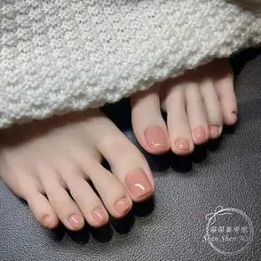 春夏脚指甲贴片显白冰透裸粉色美甲成品防水可拆卸光疗穿戴脚趾甲