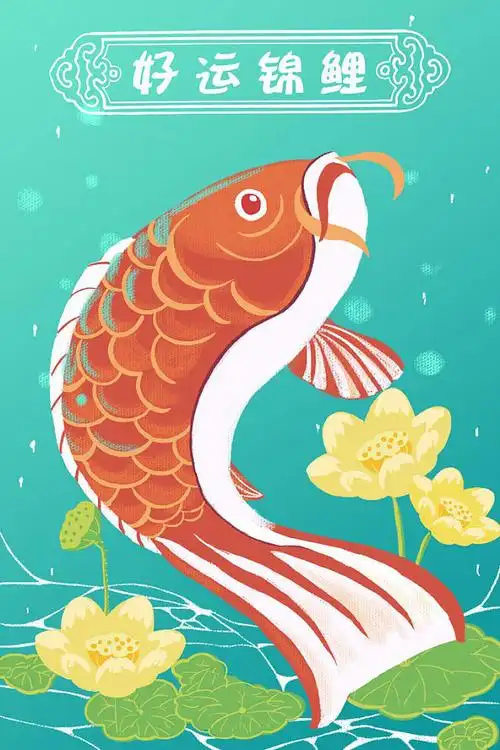 寻找锦鲤好运幸运红色喜庆中国风卡通鲤鱼插画创意海报模板ps素材淘宝