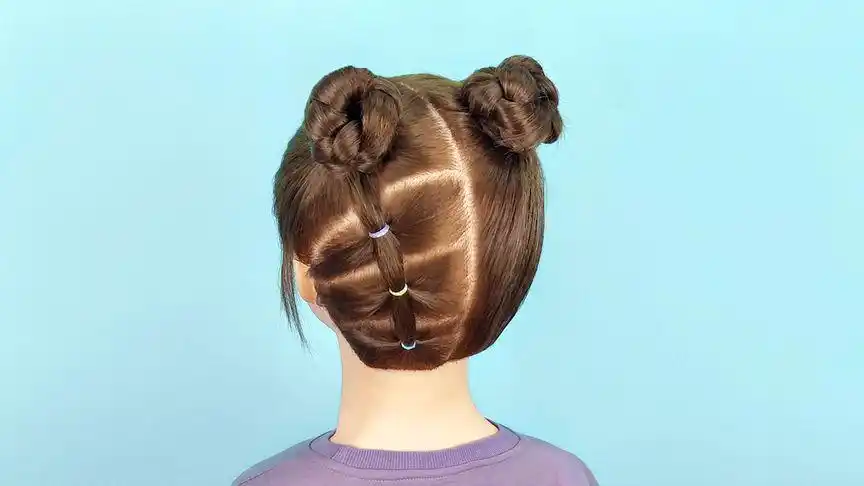 宝妈儿童编发之天真可爱双丸子头发型 清爽好看又省时