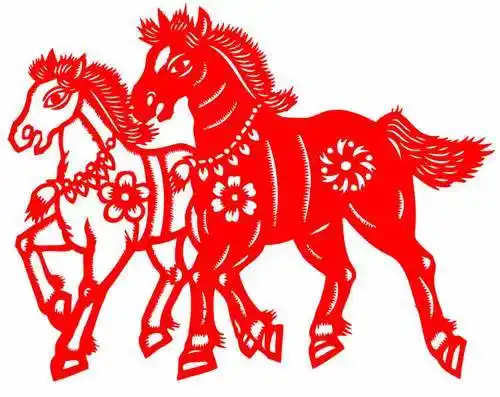 两匹马的剪纸