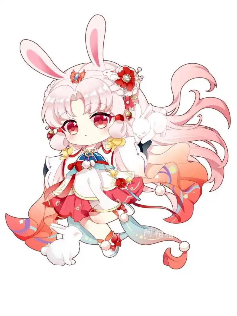 原创十二生肖卯兔q版国风拟人 今天带来的是十二生肖系列兔拟人的插画