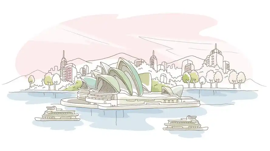 城市风光简笔画高清宽屏壁纸