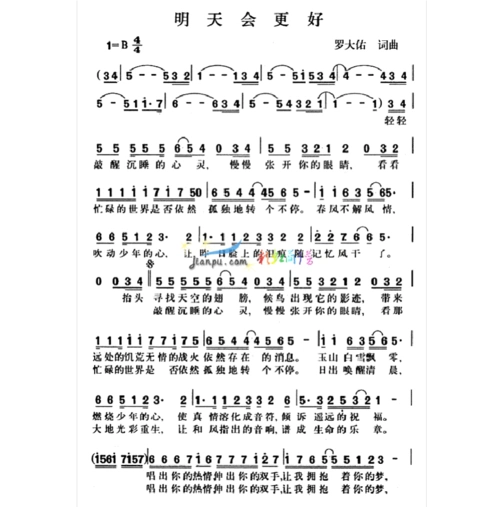 《明天会更好》简谱-罗大佑-歌词与简谱