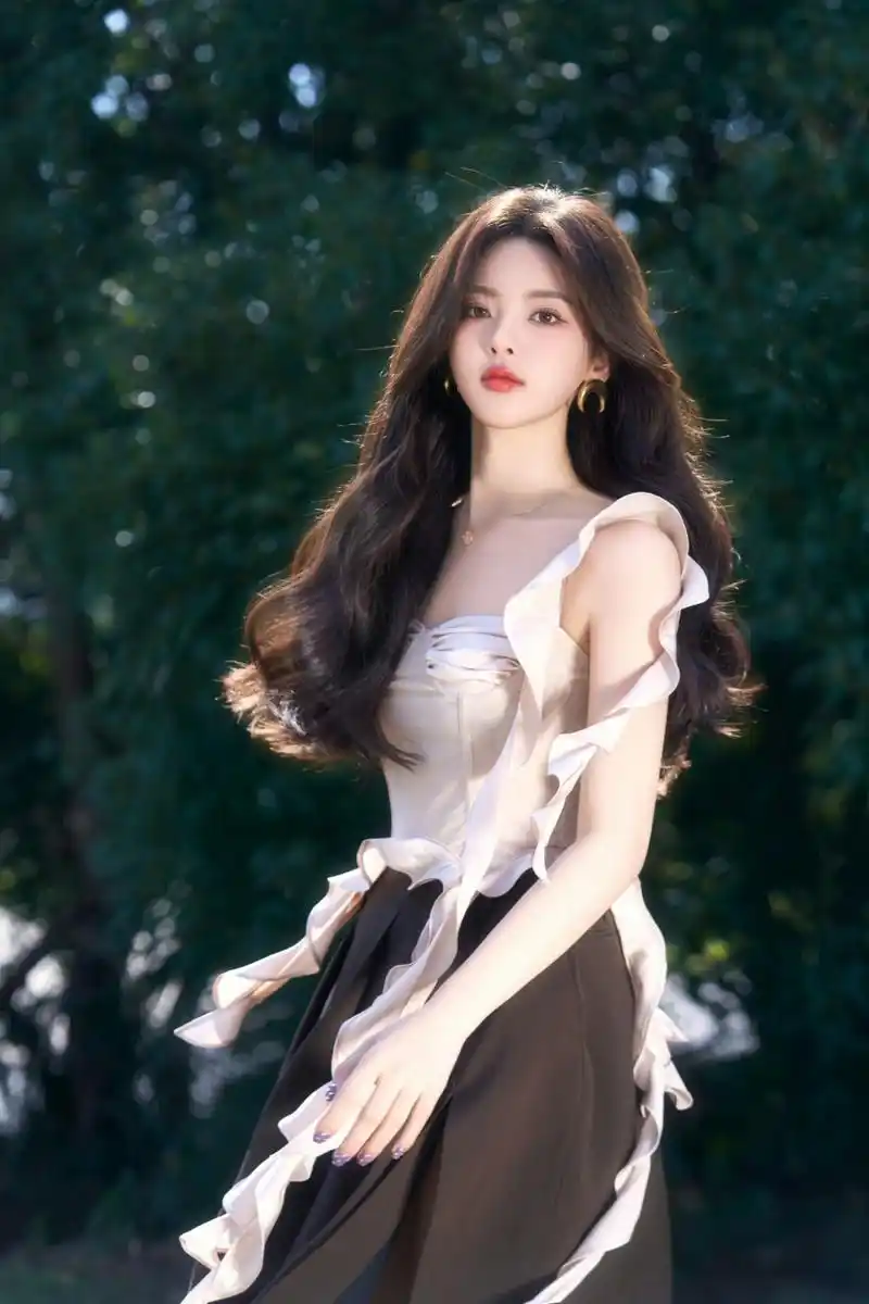 杨超越月牙耳饰# 杨超越粉色花边吊带77黑色西装,真的好漂亮呀[打