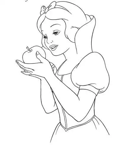 白雪公主和苹果卡通人物简笔画