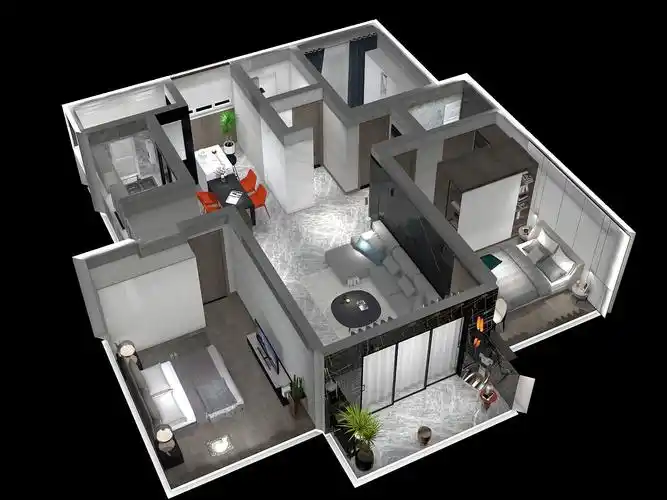 现代风格三室两厅装修设计效果图