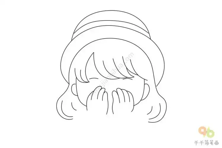 治愈系小萌妹害羞的女孩子简笔画