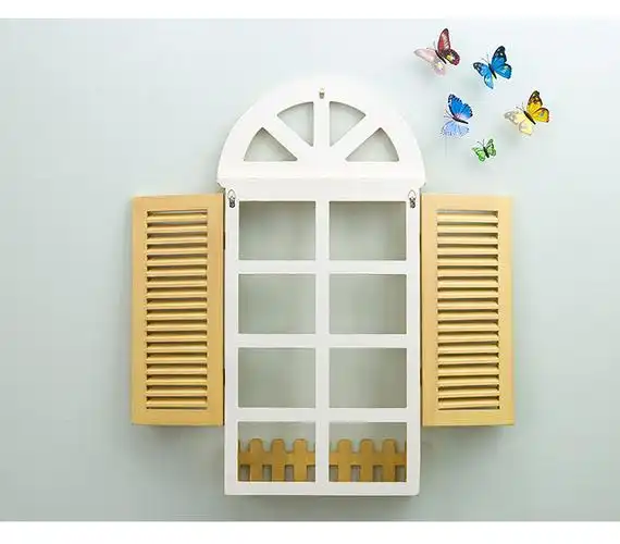 可狄 假窗户墙面装饰 欧式假窗户装饰仿真地中海风格百叶窗木质窗户