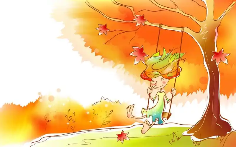 秋天的童话 橙色卡通宽屏壁纸(1)