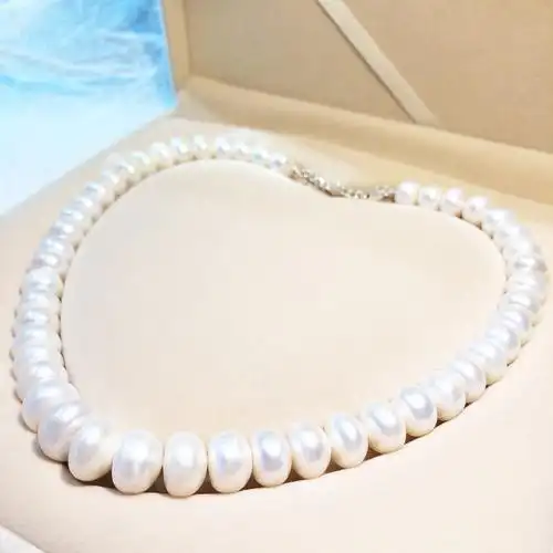 母亲节礼物天然珍珠项链椭圆半圆扁珍珠女款气质高档项链送礼