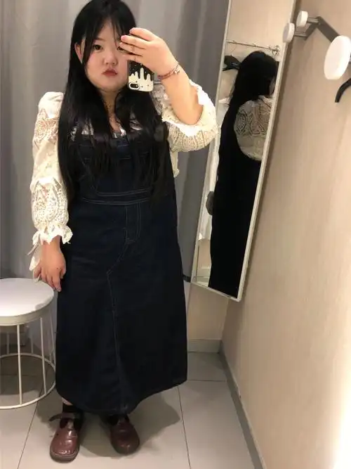 152cm150斤日常分享牛仔背带裙70